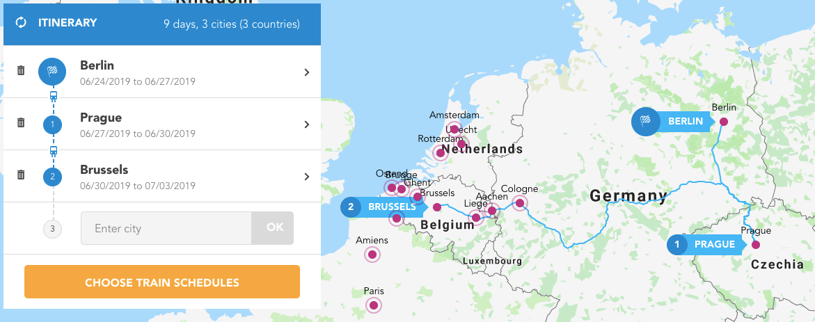 Rail Europe travel planner 