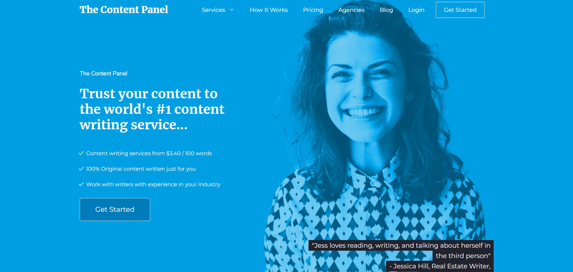 The Content Panel homepage screenshot
