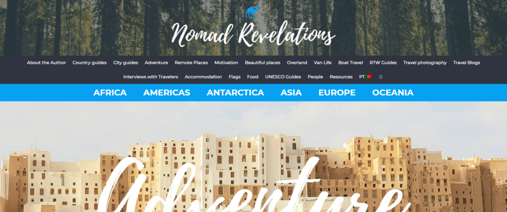Nomad Revelations travel blog main page