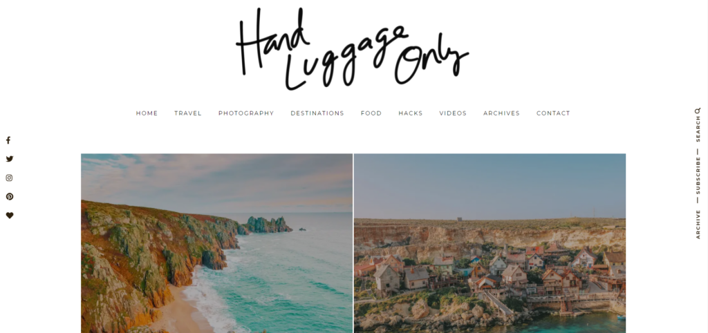 hand luggage only travel blog main page