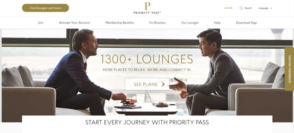 Priority Pass homepage