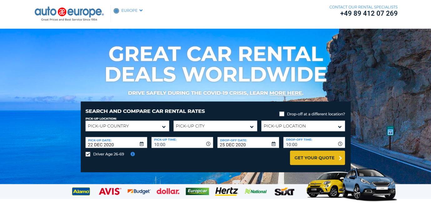 auto europe travel agent login