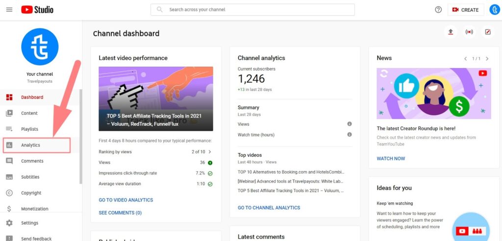 Youtube analytics dashboard