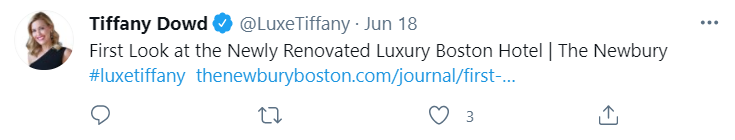 @LuxeTiffany using her branded hashtag on Twitter
