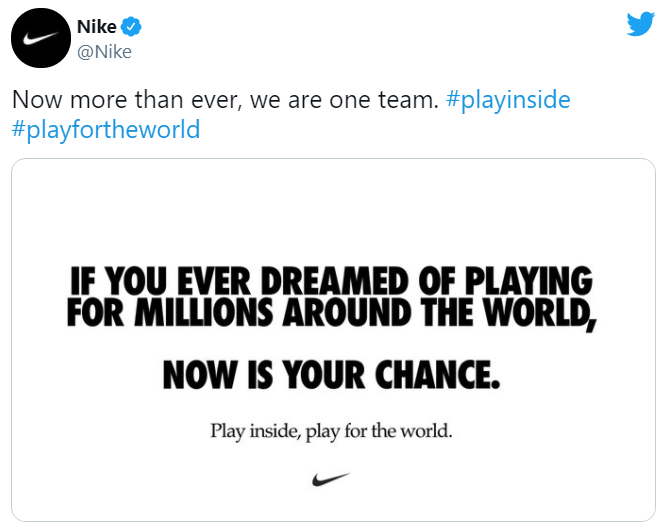 An example of Nike's branded campaign on Twitter