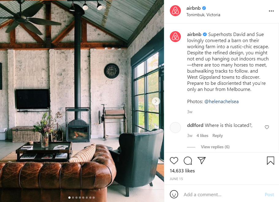 A carousel post by Airbnb
