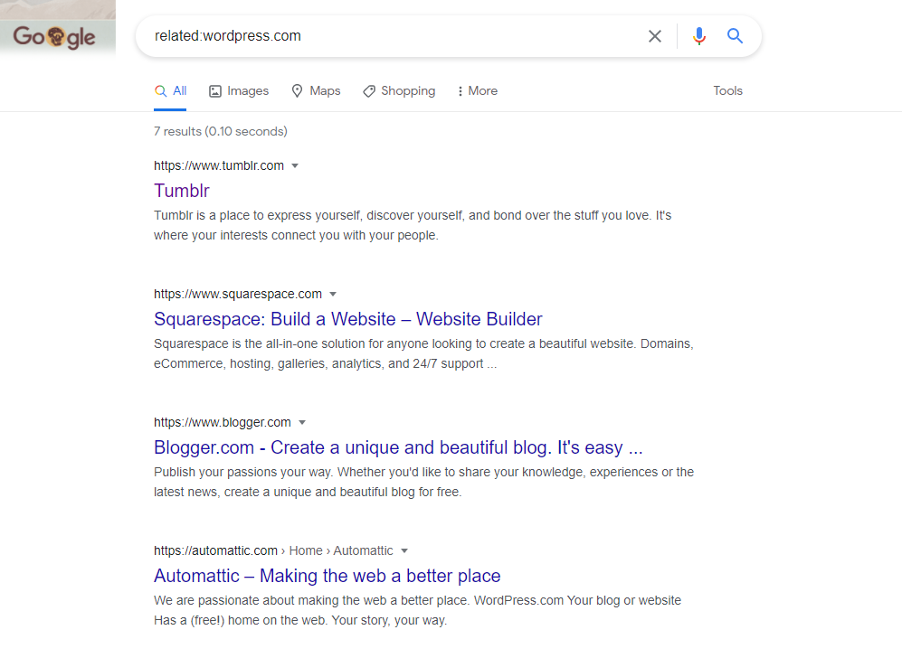 How to search on Google with the related operator