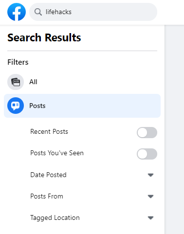 How to search for posts on Facebook