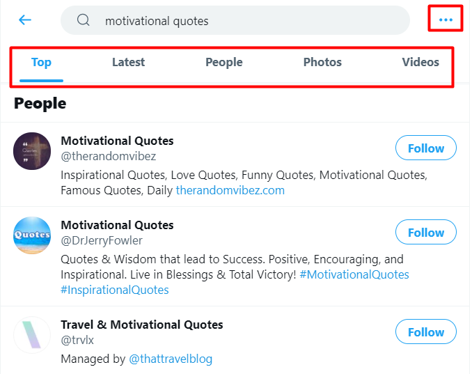How to filter search results on Twitter
