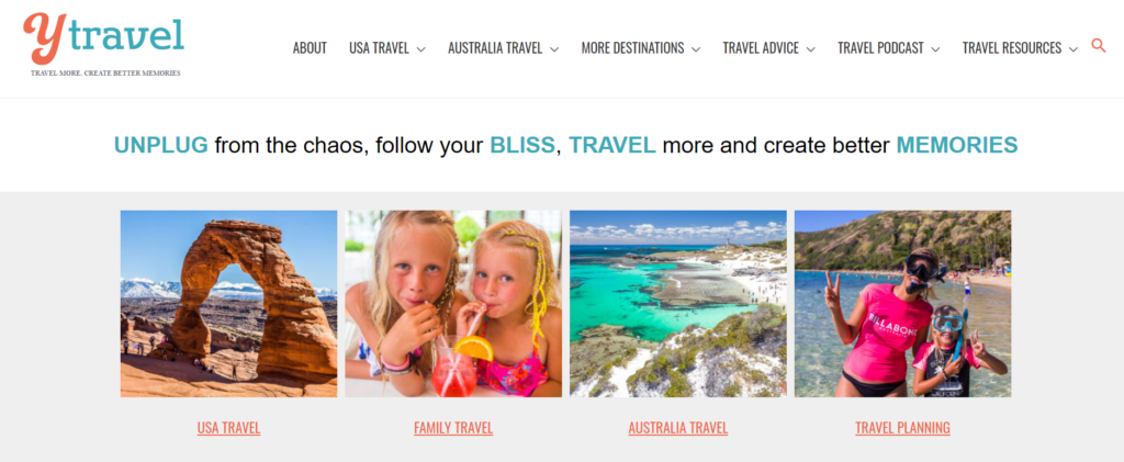 Y Travel Blog main page