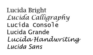 Members of the Lucida font superfamily