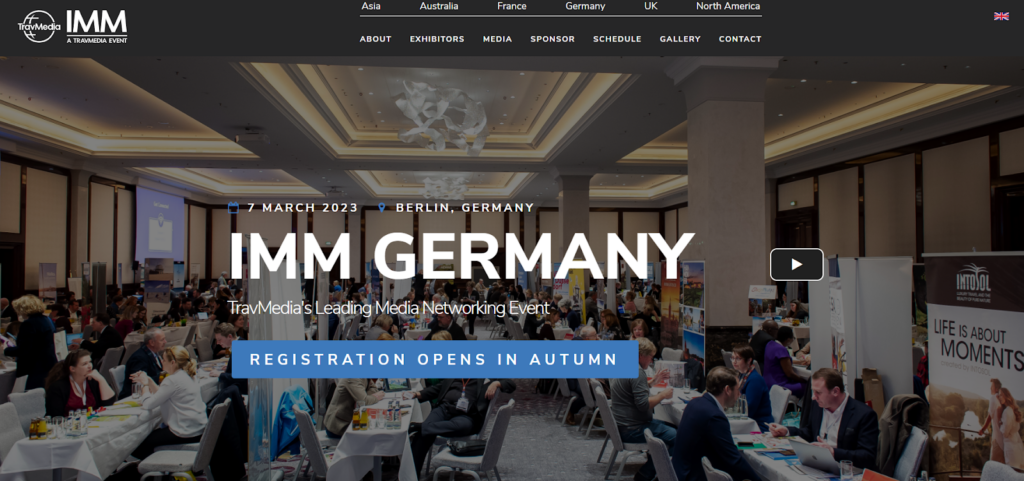 TravMedia IMM Germany homepage screenshot