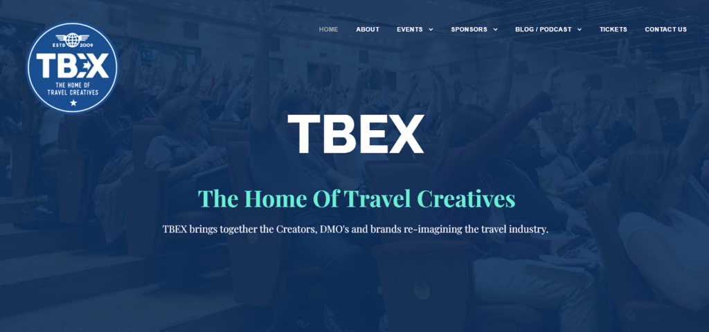 TBEX homepage screenshot