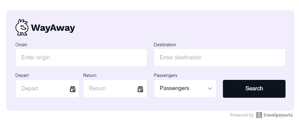 Flights search form from WayAway