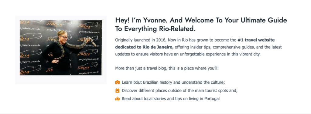 About US page for Now in Rio