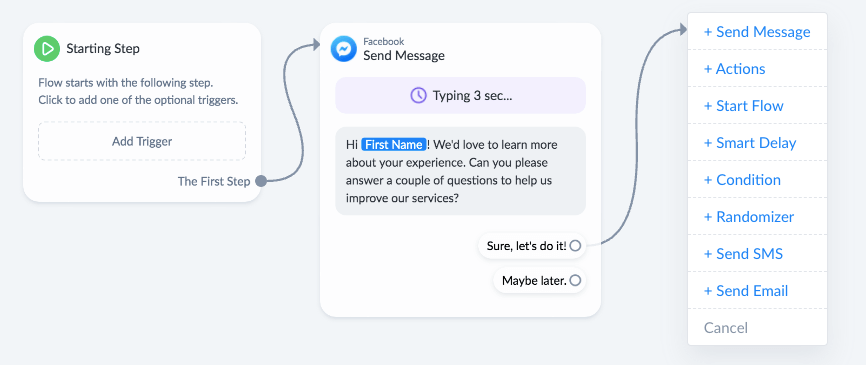 Manychat visual flow builder